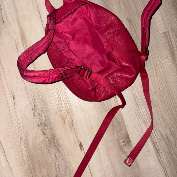 Red Pebbled Genuine Leather Coach Mini Backpack - Picture 10 of 10
